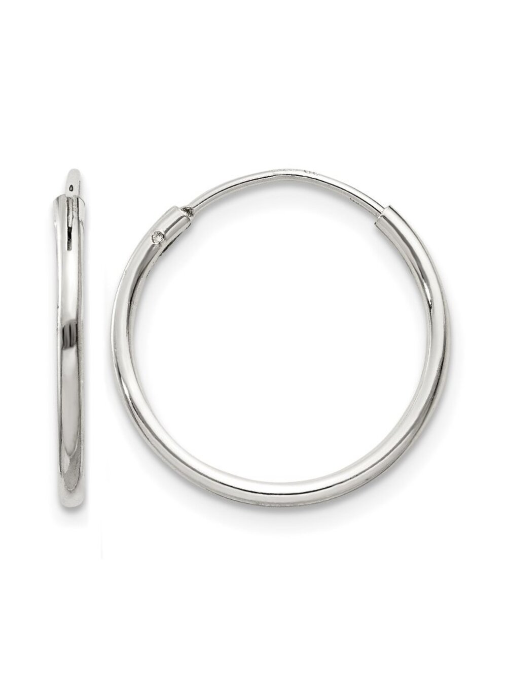 Sterling Silver 16mm Endless Hoop Earrings - Thin Everyday Hoops, Anti-Tarnish